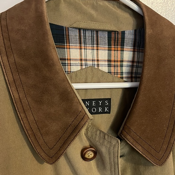 NWT vintage Barney’s NY men’s dark tan trench cost with brown collar - Picture 13 of 15